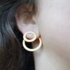 DSC01578 Pendientes doble círculo acero inoxidable dorado