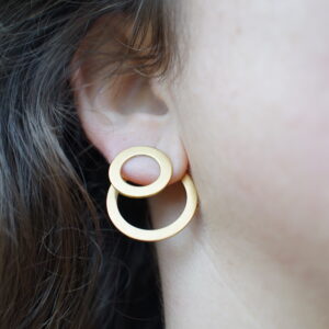 DSC01578 Pendientes doble círculo acero inoxidable dorado