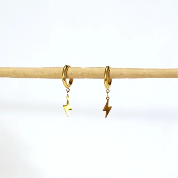 base_edasdcasdcsicion Pendientes aro con charm rayo acero inoxidable