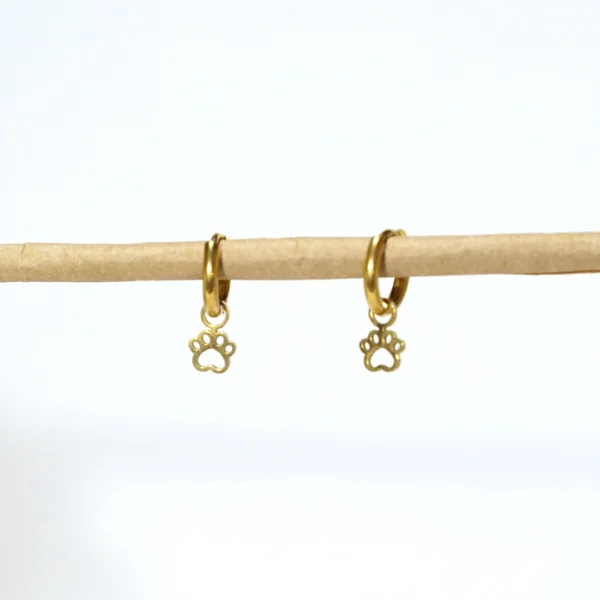 base_eddsaefrvicion Pendientes aro con charm huella acero inoxidable