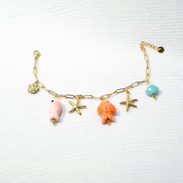 base_edicdvsdfvion Pulsera marina dorada con charms de verano