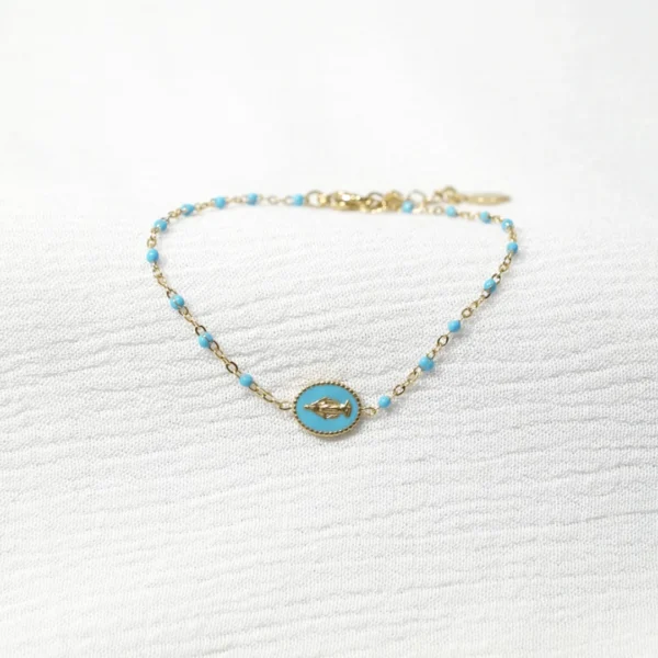 base_edicigbfgbeon Pulsera medalla Virgen acero inoxidable dorada
