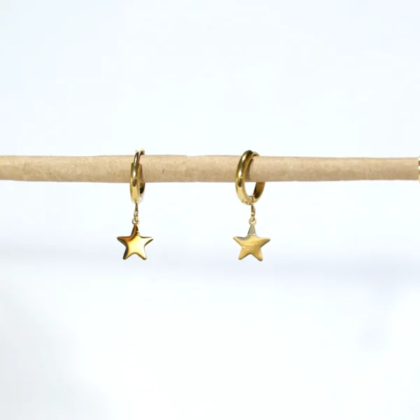 base_edixvcdfcion Pendientes aro con charm estrella minimal acero inoxidable