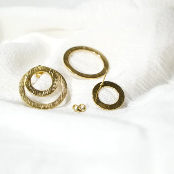 base_edsdcvaicion Pendientes doble círculo acero inoxidable dorado