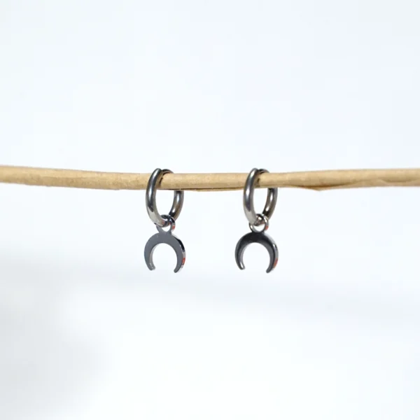base_esdvfvdicion Pendientes aro con charm media luna acero inoxidable
