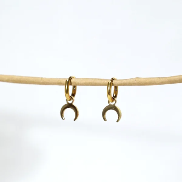 base_sdfvdfedicion Pendientes aro con charm media luna acero inoxidable
