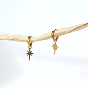 baseadcsd_edicion Pendientes aro con charm estrella acero inoxidable