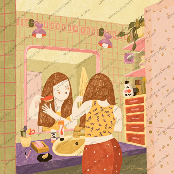 baño_marcadeagua Ilustración Los 30 – Ilustración original - dibujo digital